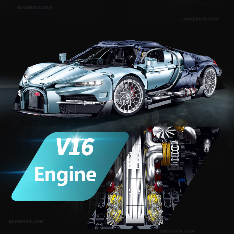 Trilumity Motorized Building Block Set: 1:8 French Hybrid V16 Hypercar | A Precision Blue Beast | Ultimate Collector's Item (3719-Piece)