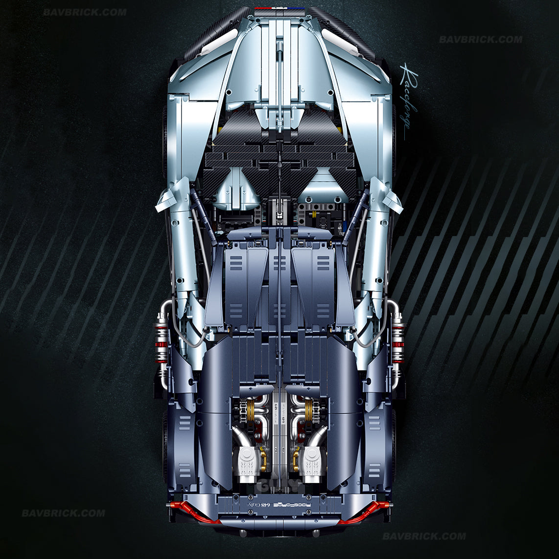 Trilumity Motorized Building Block Set: 1:8 French Hybrid V16 Hypercar | A Precision Blue Beast | Ultimate Collector's Item (3719-Piece)