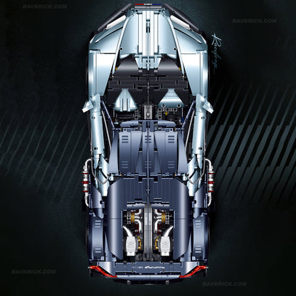 Trilumity Motorized Building Block Set: 1:8 French Hybrid V16 Hypercar | A Precision Blue Beast | Ultimate Collector's Item (3719-Piece)