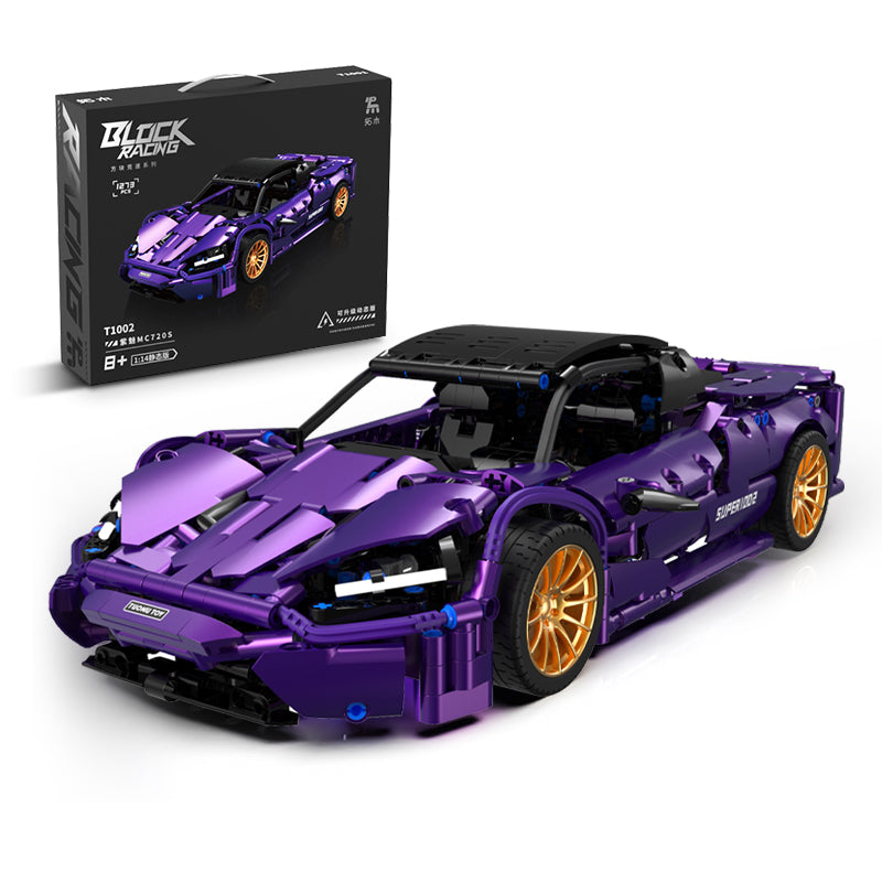 Trilumity Purple Phantom Sports Car, Collectable Model for Boys Men Teens Building Block Set, 1:14 Scale, Remote Control, 1,273-Piece