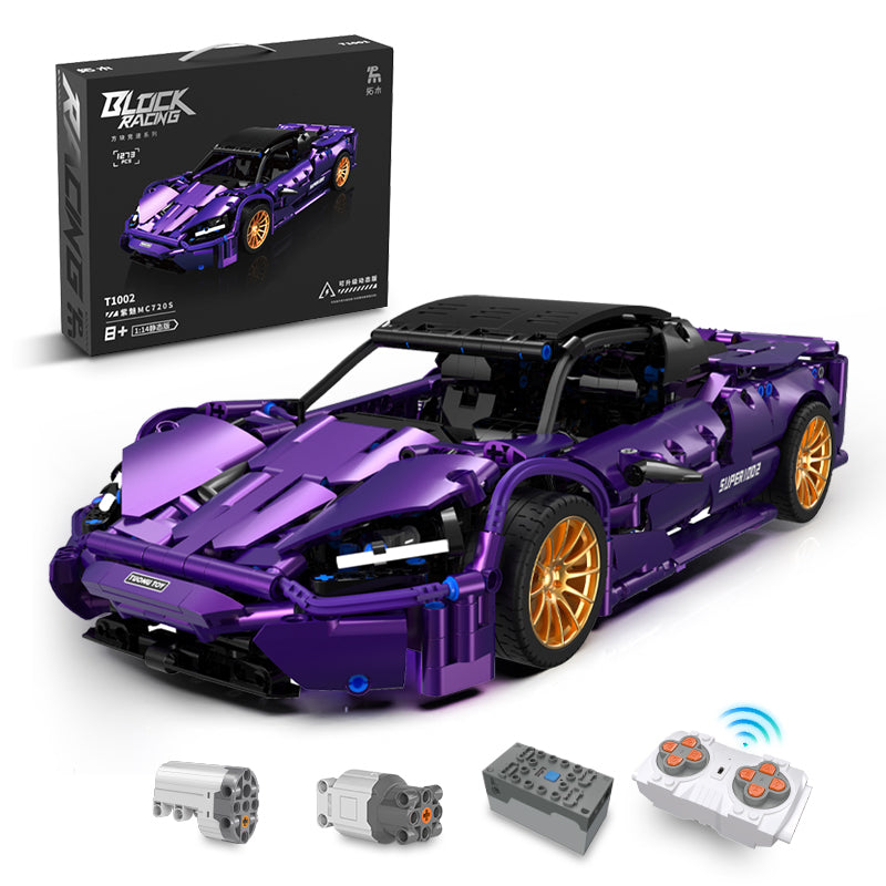 Trilumity Purple Phantom Sports Car, Collectable Model for Boys Men Teens Building Block Set, 1:14 Scale, Remote Control, 1,273-Piece