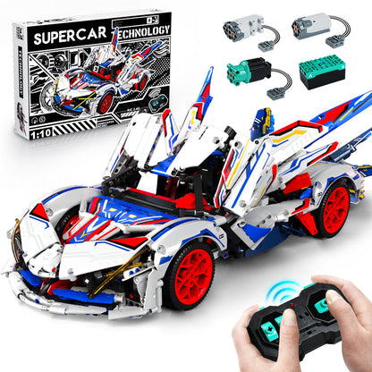 Trilumity Building Block Set: 1:10 Apollo Evo Supercar Building Kit, Remote Control Drift, Electrically Deployable Rear Wing, 2088-Piece