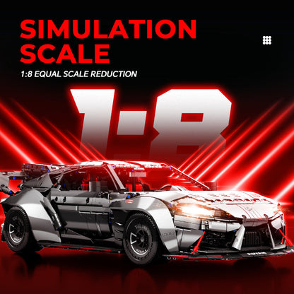 Trilumity Motorized Building Block Set: 1:8 Toyota Supra Building Sets, Electric Air Suspension, Rear Accelerator Blade linkage (4399-Piece)