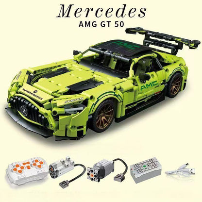 Trilumity Building Block Set: 1: 14 Green Mercedes AMG Gt50, Detailed Reproduction, Cost-effective Choice (1466-Piece)