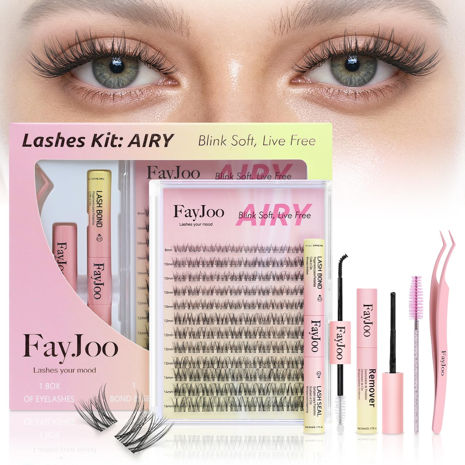 Trilumity Lash Clusters Kit C Wispy Faux Mink Fiber - Black False Lashes