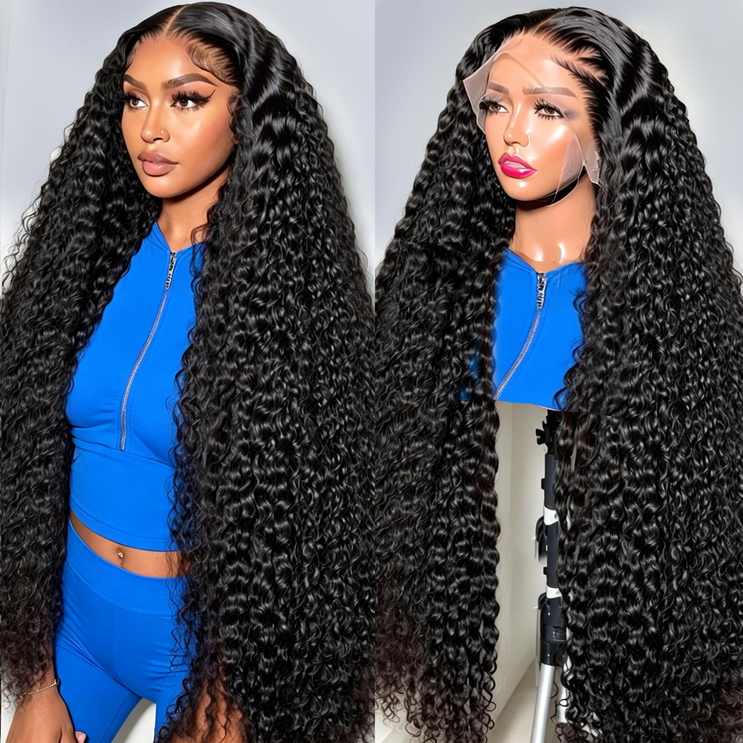 Trilumity 13X6 Hd With Deep Wave Human Hair - Natural Black Hair Replacement Wig