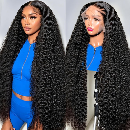 Trilumity 13X6 Hd With Deep Wave Human Hair - Natural Black Hair Replacement Wig