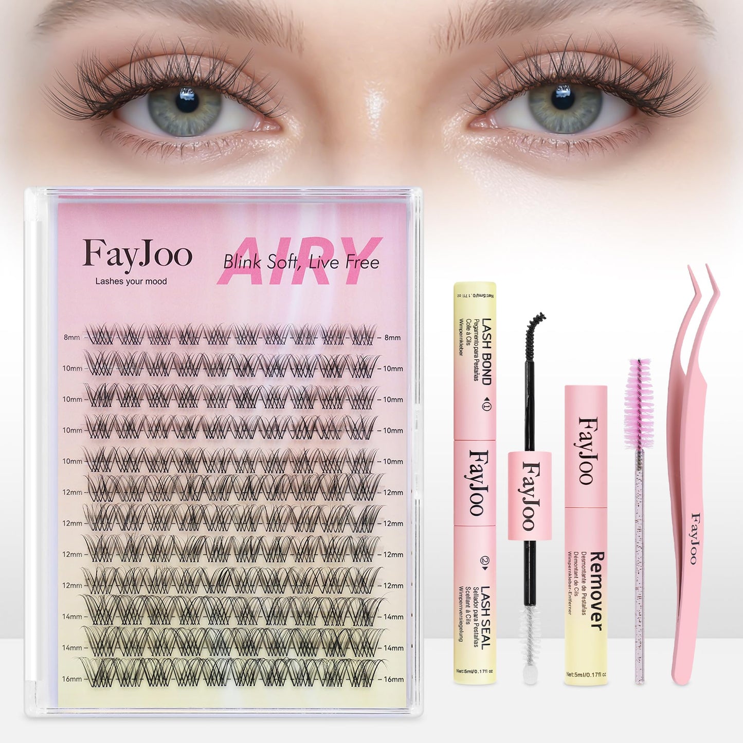Trilumity Lash Clusters Kit Diy Wispy Faux Mink Fiber - Clear False Lashes
