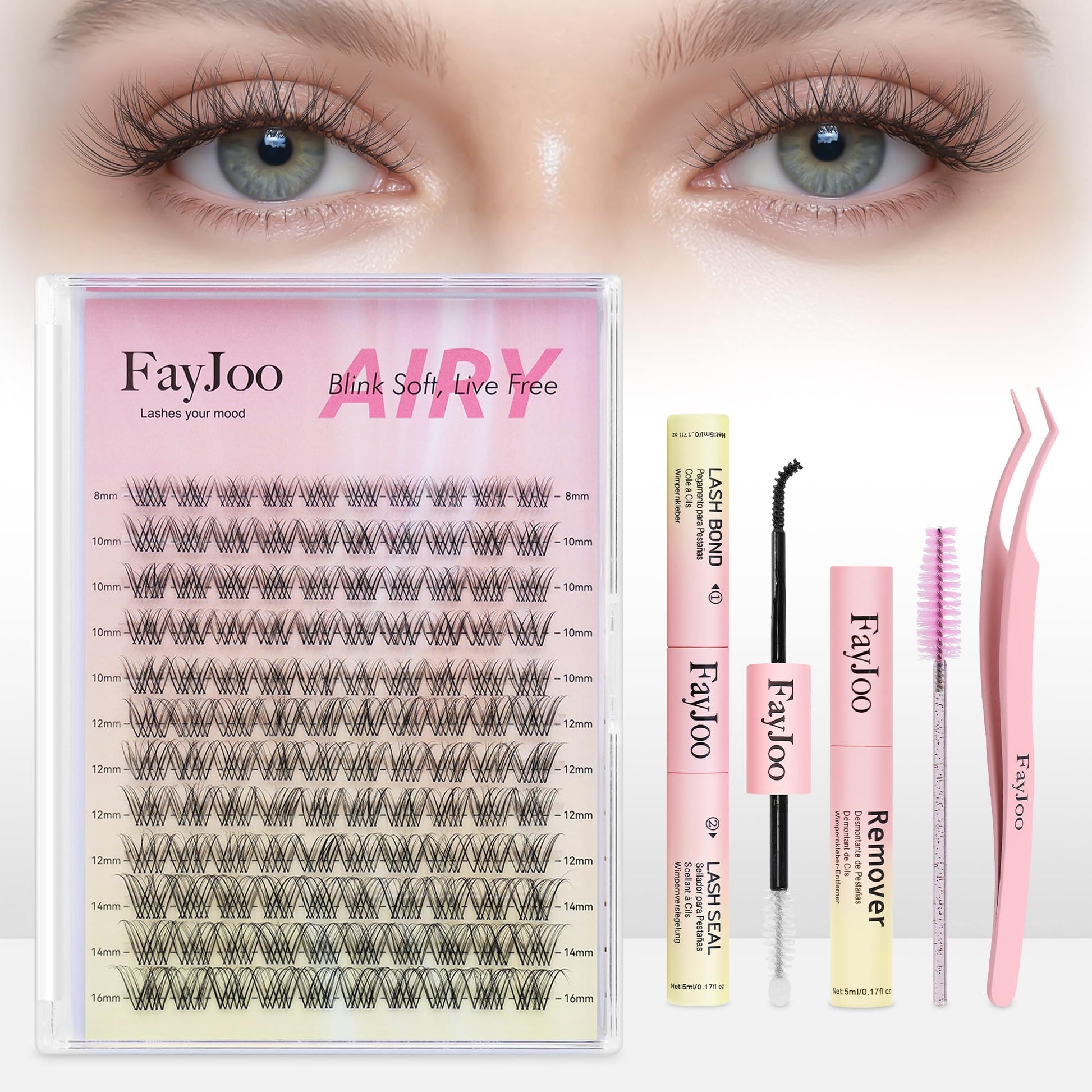 Trilumity Lash Clusters Kit Diy Wispy Faux Mink Fiber - Clear False Lashes