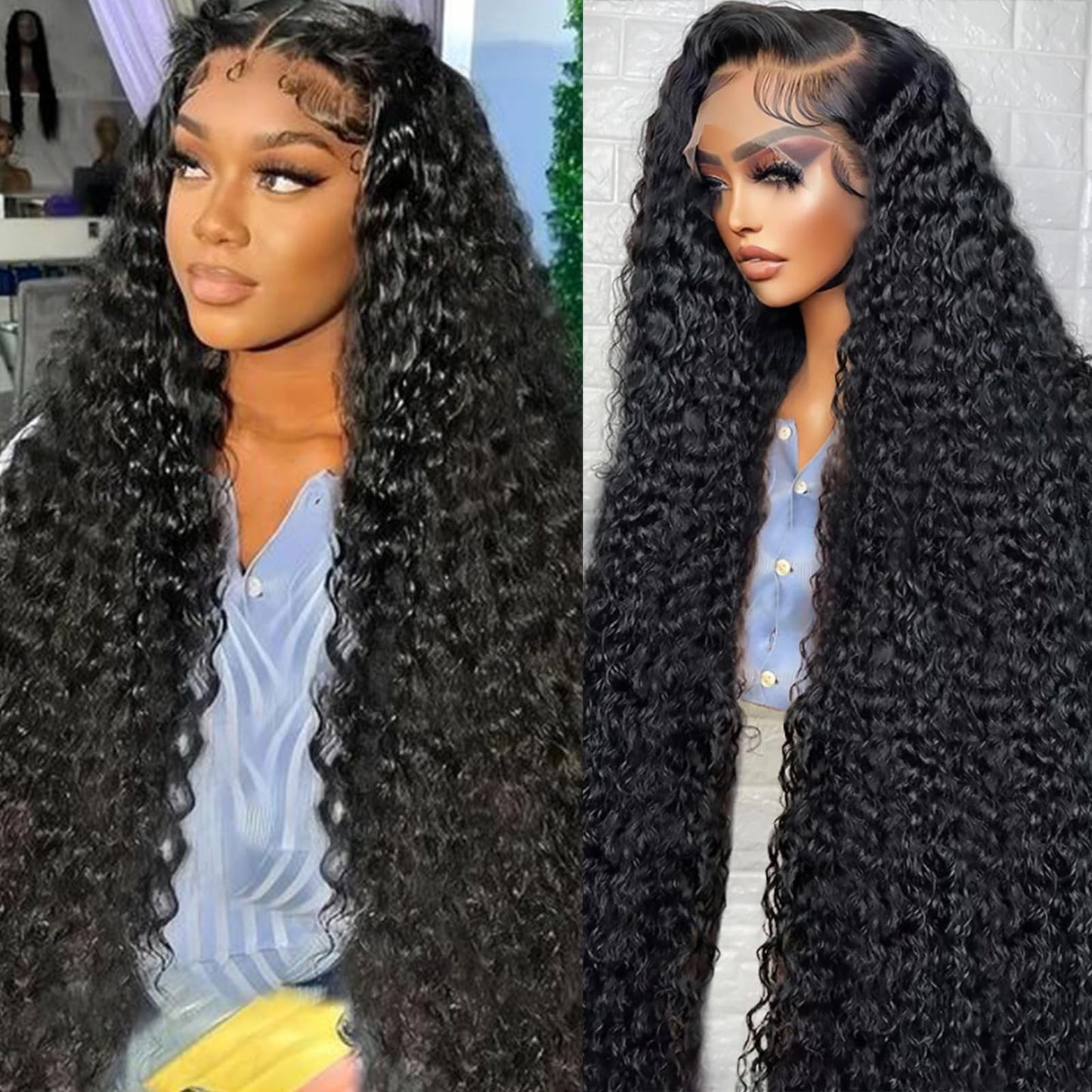 Trilumity 13X6 Hd Full Al Deep Wave 100% Human Hair - Natural Color Hair Replacement Wig