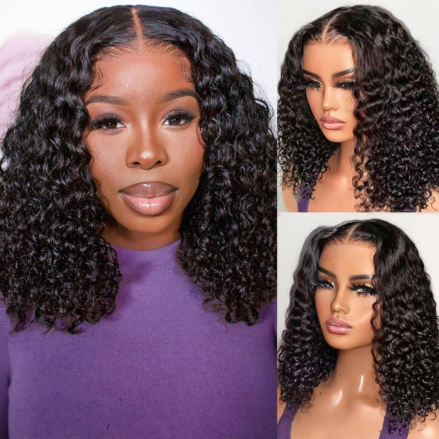 Trilumity Bob 13X4 Hd Bob Deep Wave Human Hair - Natural Black Hair Replacement Wig