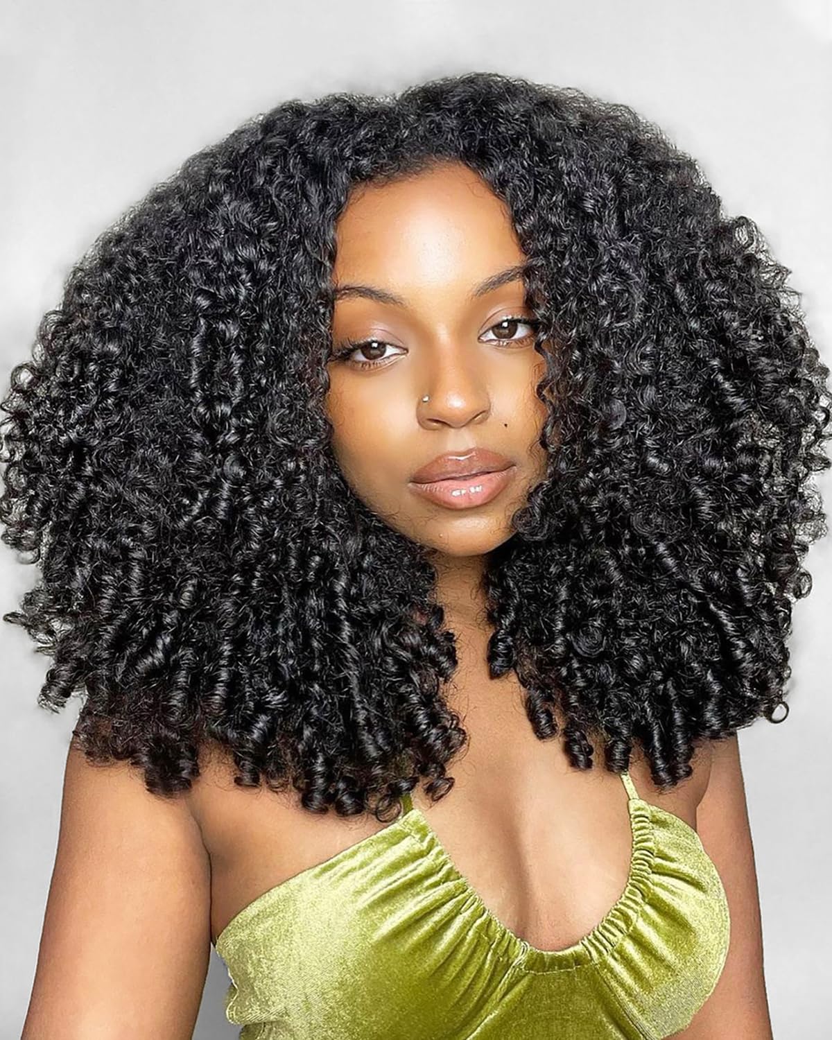 Trilumity Burmese Half Put On Curly Human Hair - Natural Black Hair Replacement Wig
