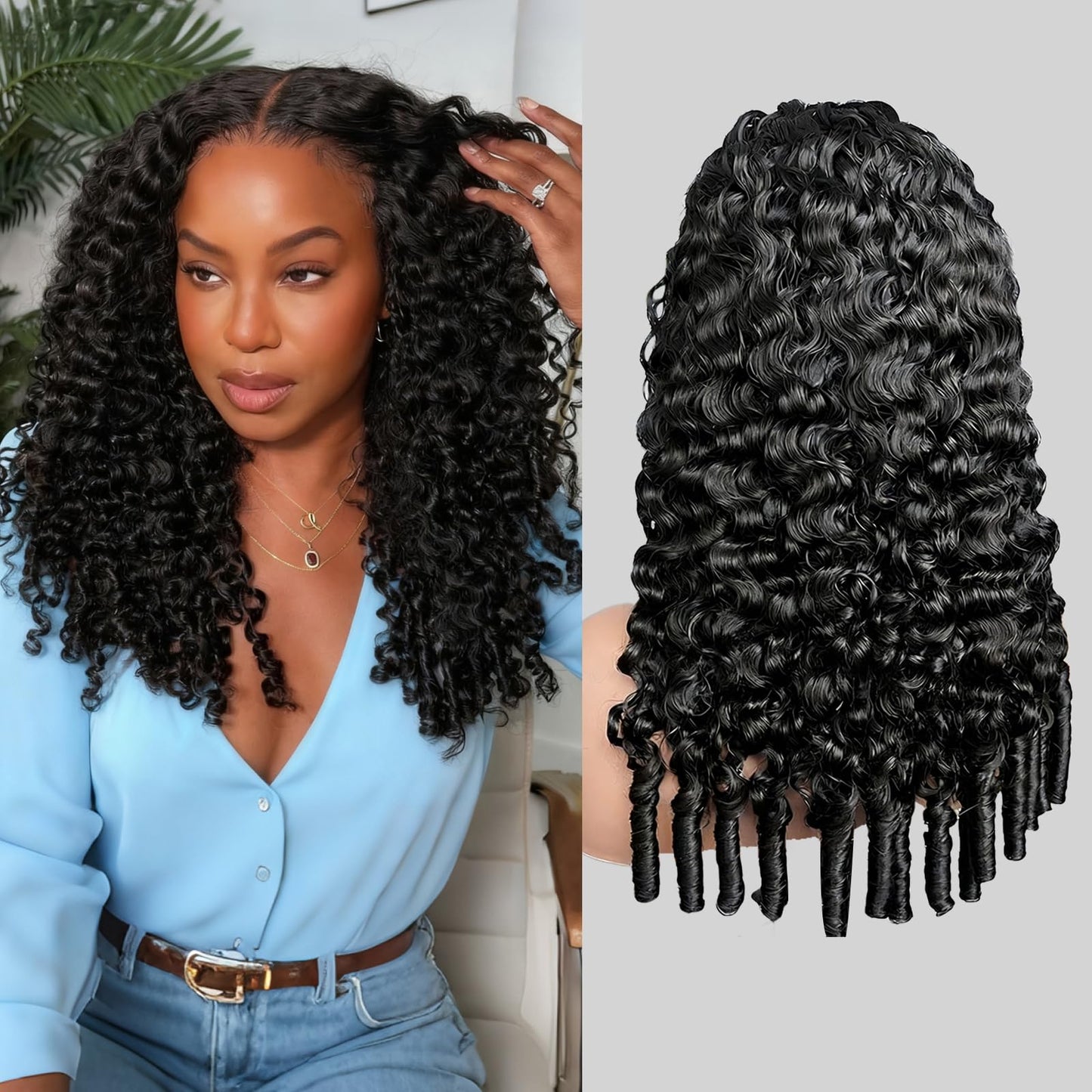 Trilumity Burmese 250 Density 13X6 Curly Human Hair - Natural Black Hair Replacement Wig