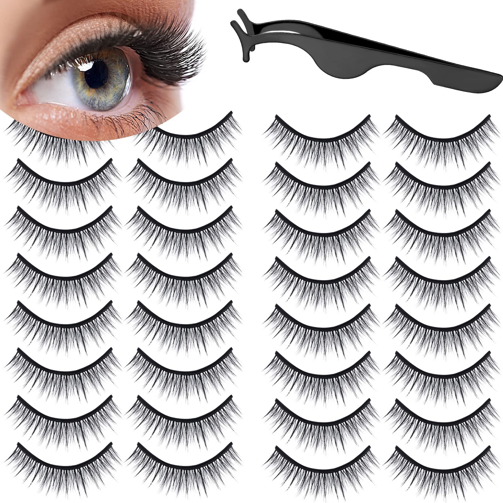 Trilumity Self Adhesive No Glue Natural Faux Mink Fiber - Black False Lashes