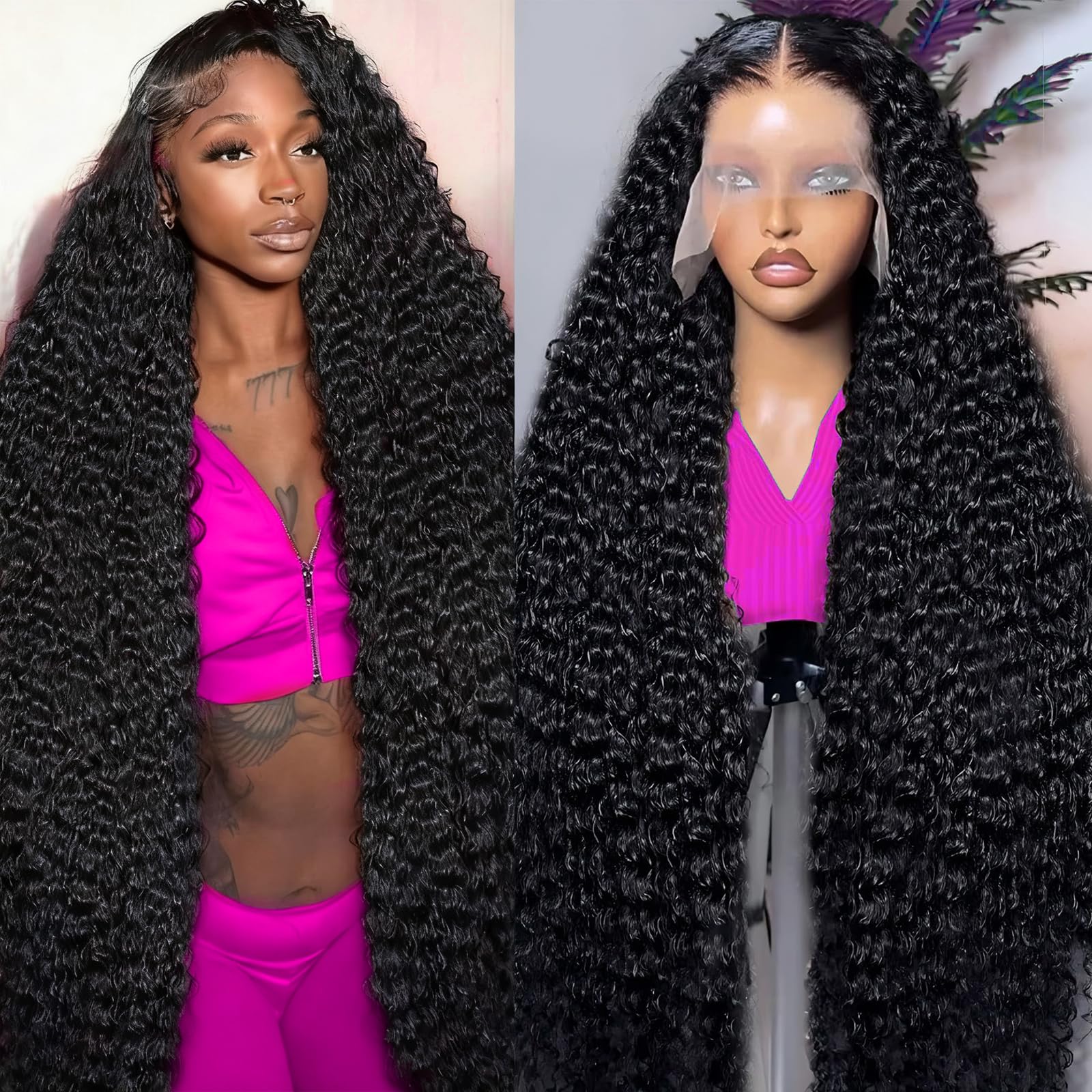 Trilumity 13X4 Hd Full Al Deep Wave Human Hair - Natural Black Hair Replacement Wig