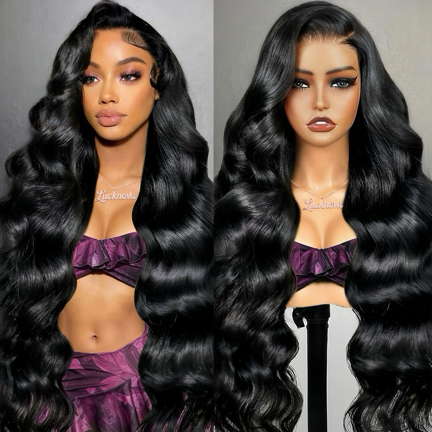 Trilumity 13X6 Front 200 Body Wave Human Hair - Natural Black Hair Replacement Wig