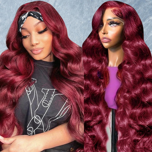 MAKATI 24 Inch 99j Burgundy Lace Front Wigs Human Hair 13x6 HD Transparent Burgundy Wig Human Hair 200 Density Pre Plucked Glueless Frontal Wigs Human Hair for Black Women