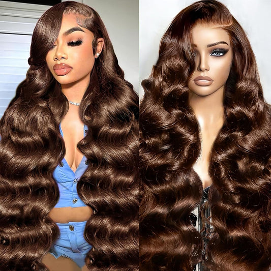 Trilumity 13X6 Chocolate Brown 4# Body Wave Human Hair - Brown Hair Replacement Wig