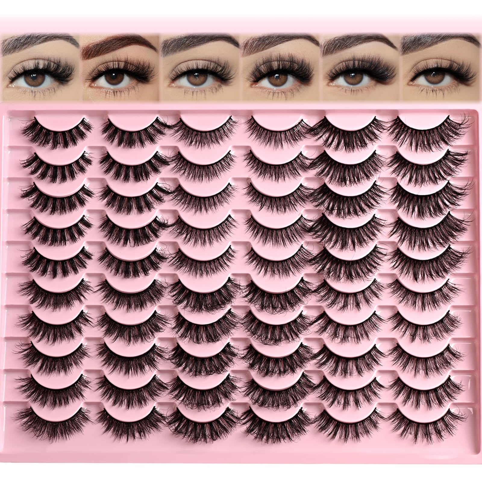 Trilumity 6 Styles Strip Lash Cat Eye Faux Mink Fiber - Black False Lashes