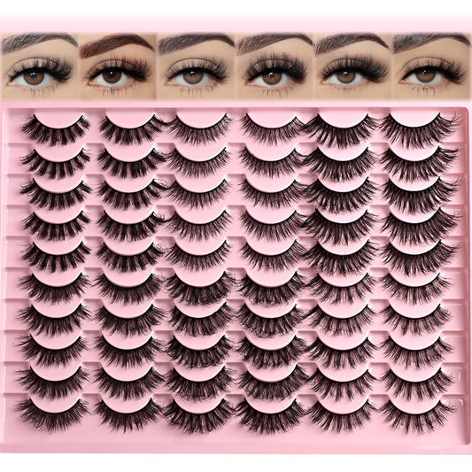 Trilumity 6 Styles Strip Lash Cat Eye Faux Mink Fiber - Black False Lashes