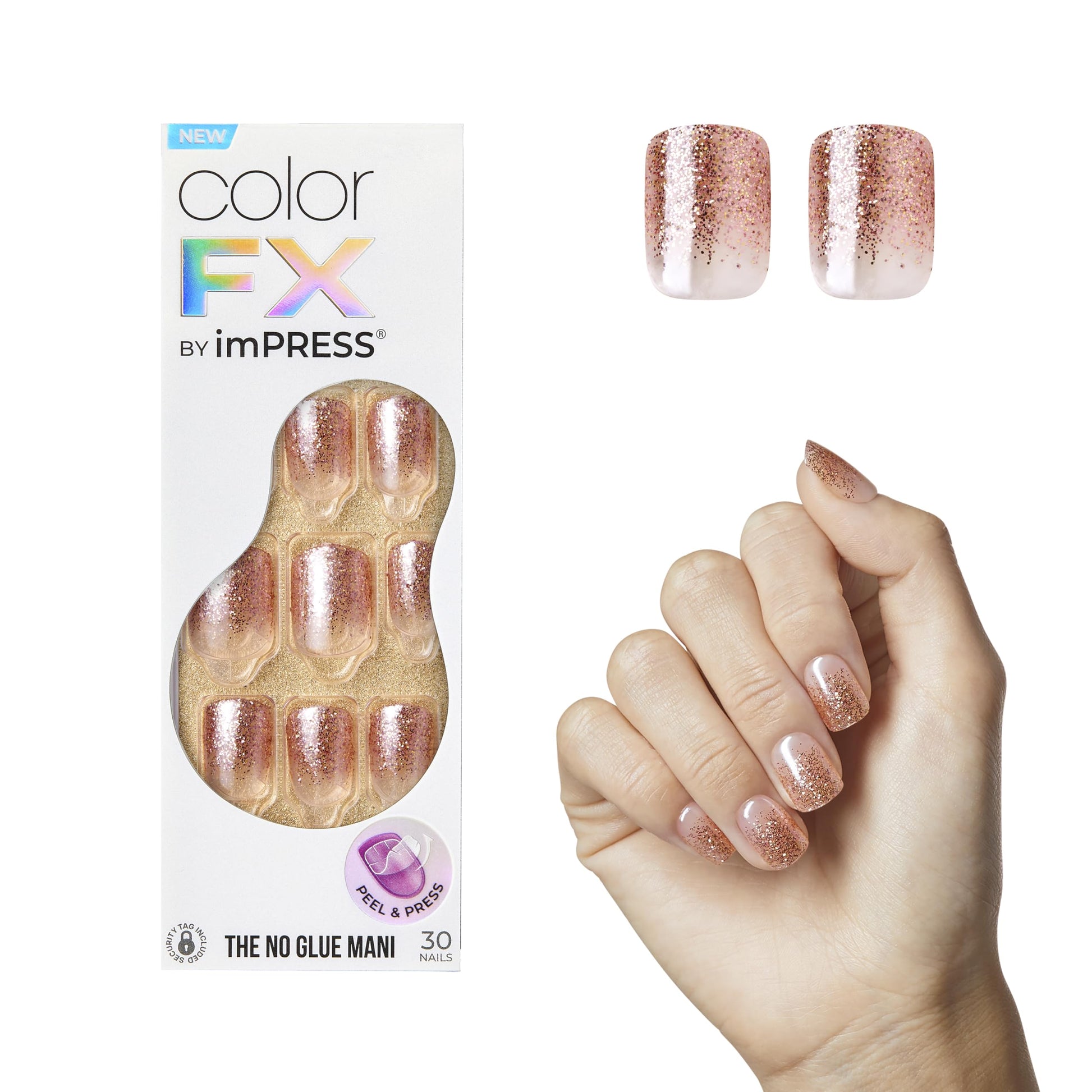 Trilumity No Glue Mani Color Short Squoval Gel - Nude Pink Press On Nails