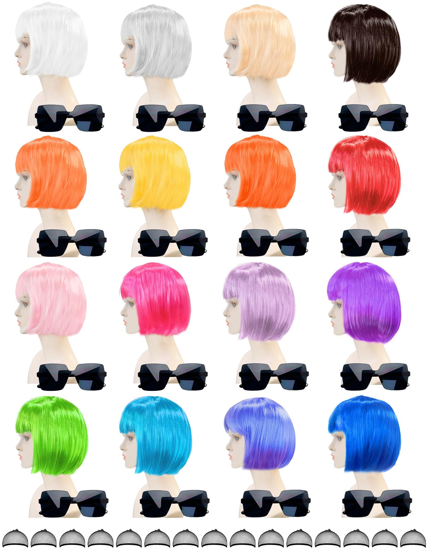Trilumity 16 Pack Colored Bob Bob 100% Human Hair - Natural Black Hair Replacement Wig