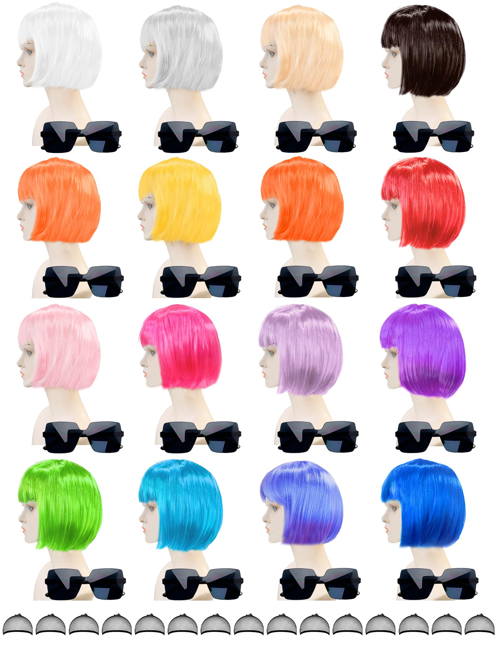 Trilumity 16 Pack Colored Bob Bob 100% Human Hair - Natural Black Hair Replacement Wig