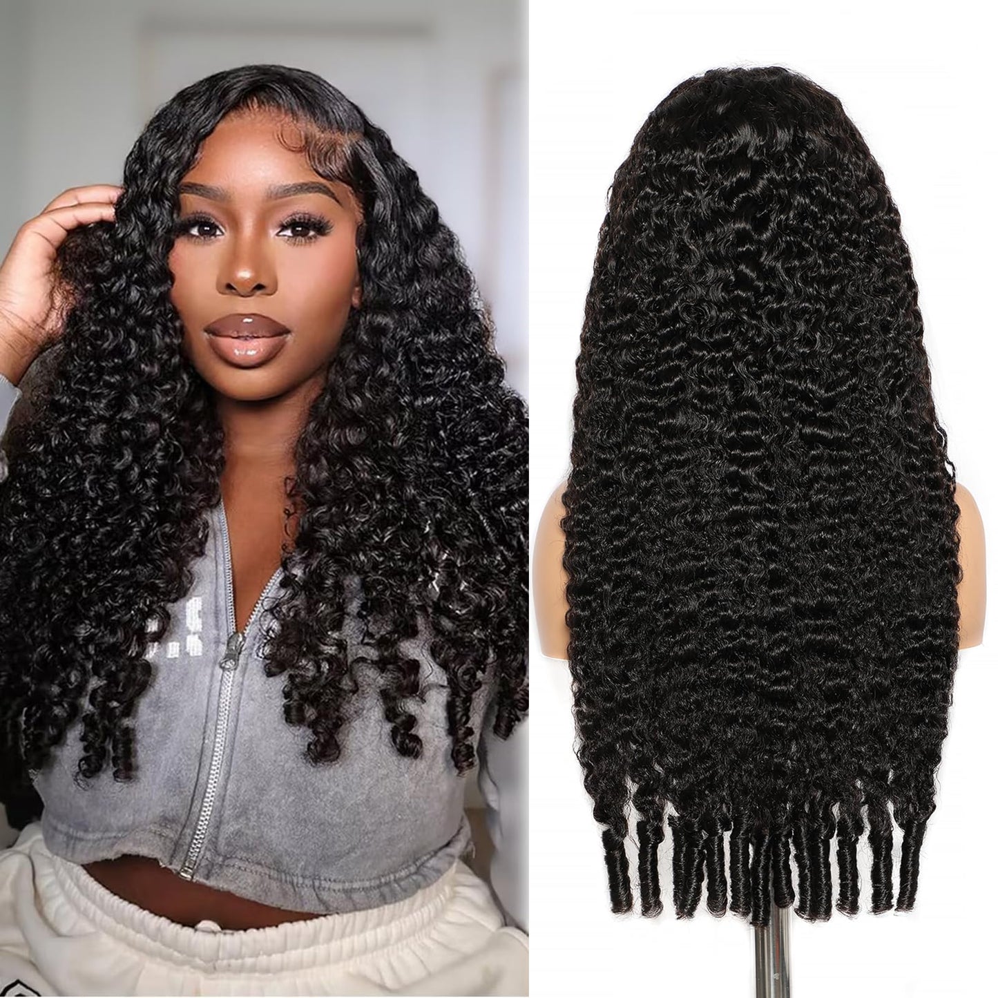 Trilumity 13X6 Full Al Curly Human Hair - Natural Black Hair Replacement Wig
