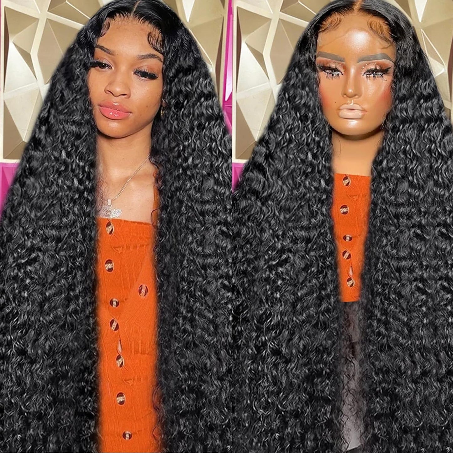 Trilumity 13X6 Hd Transparent Al Deep Wave Human Hair - Natural Black Hair Replacement Wig