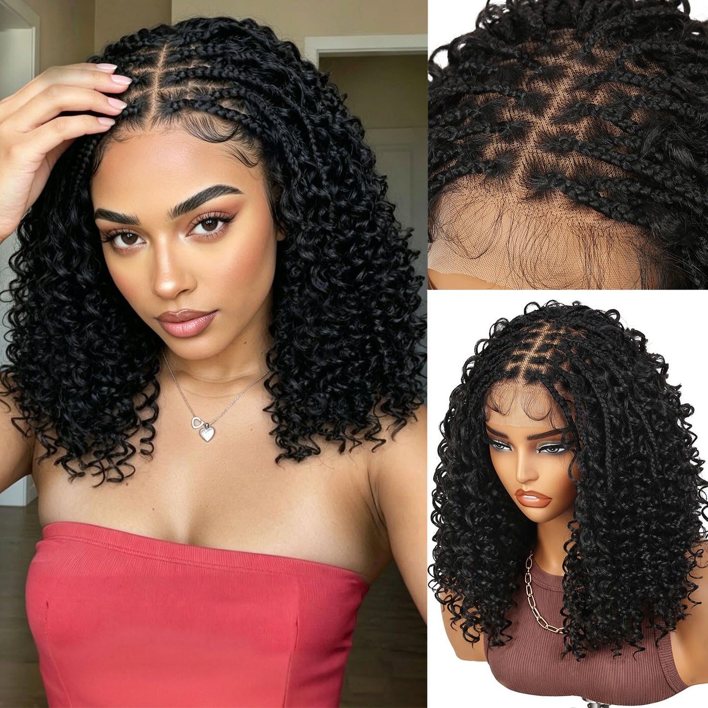 Trilumity 13X6 Front Braided Straight Human Hair - Natural Black Hair Replacement Wig