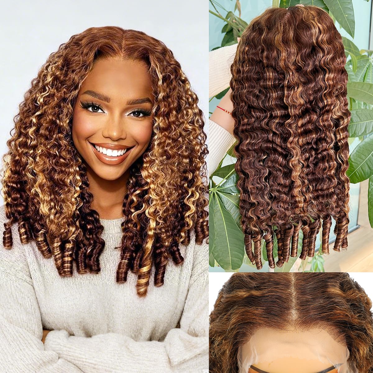 Trilumity Honey Blonde Drawstring Burmese Curly Human Hair - Honey Blonde Hair Replacement Wig