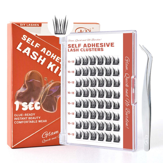 Trilumity Self Adhesive Eyelash Clusters Wispy Faux Mink Fiber - Black False Lashes
