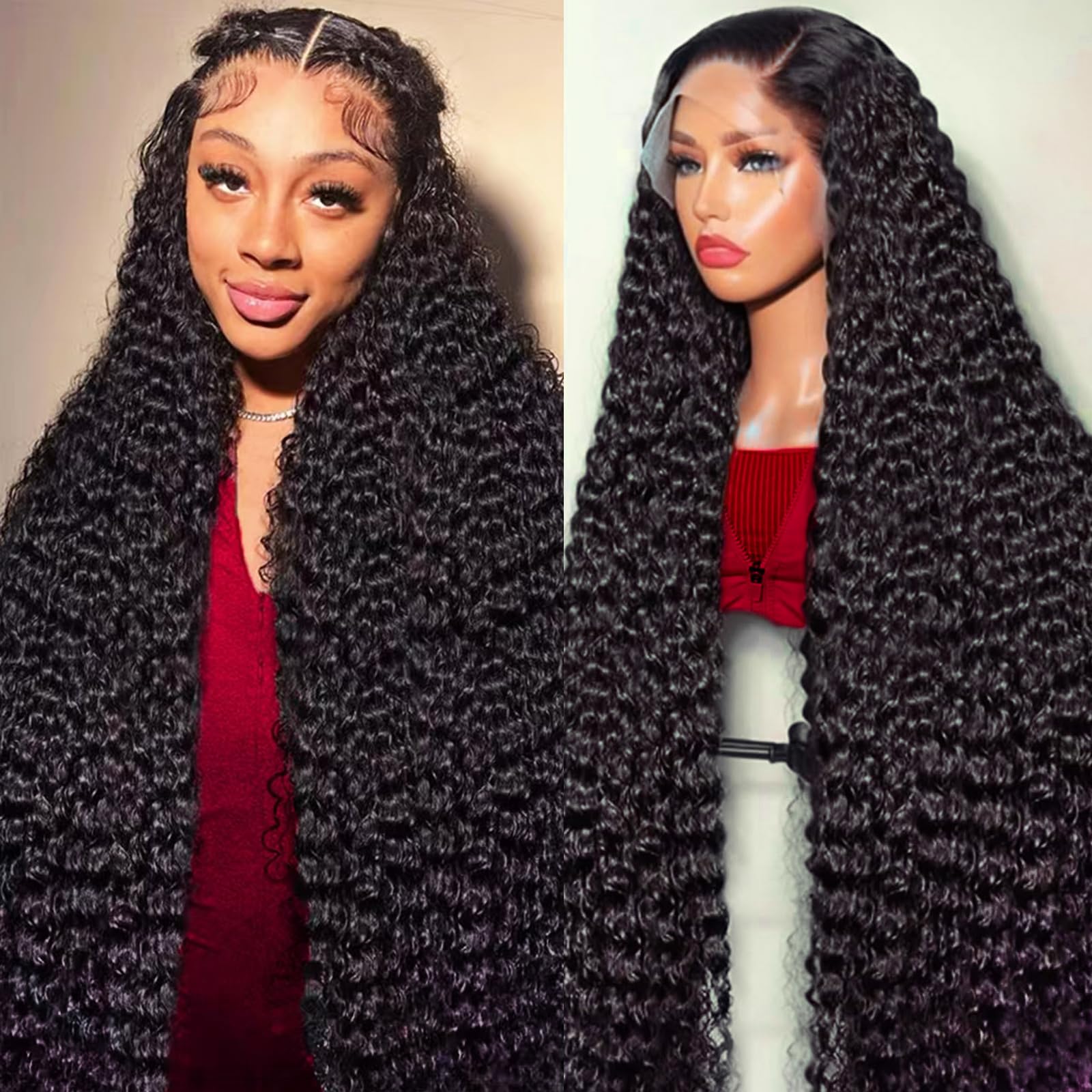 Trilumity 250 Density 15A Raw Deep Wave 100% Human Hair - Natural Black Hair Replacement Wig