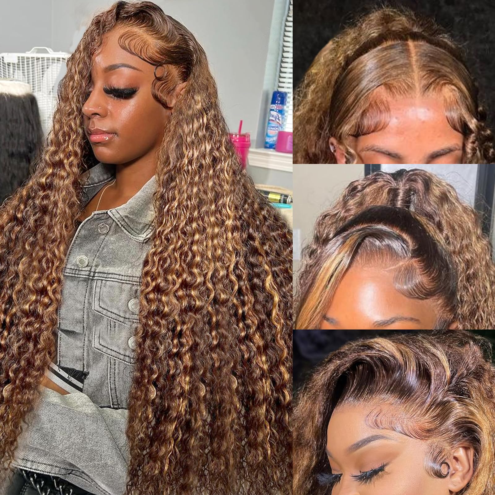 Trilumity Honey Blonde 13X6 Front Deep Wave Human Hair - Honey Blonde Hair Replacement Wig