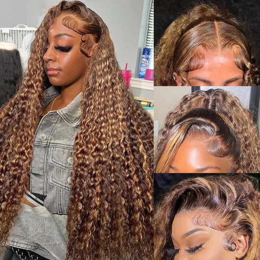 Trilumity Honey Blonde 13X6 Front Deep Wave Human Hair - Honey Blonde Hair Replacement Wig