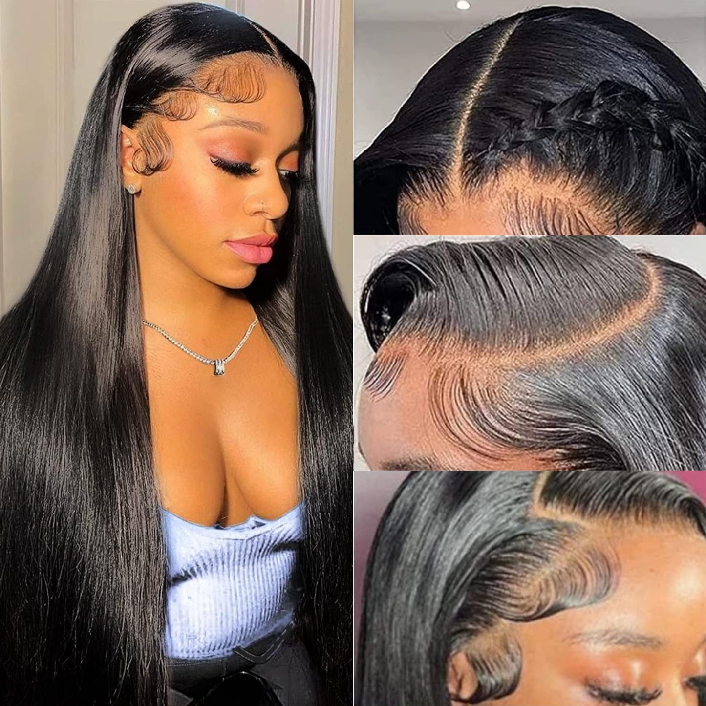 Trilumity 13X6 180 Density Straight Human Hair - Natural Black Hair Replacement Wig