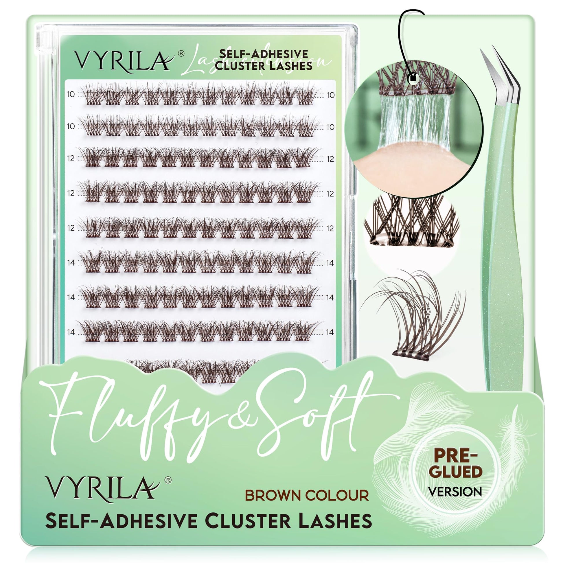 Trilumity Brown Self Adhesive Lash Cluster Faux Mink Fiber - Brown False Lashes