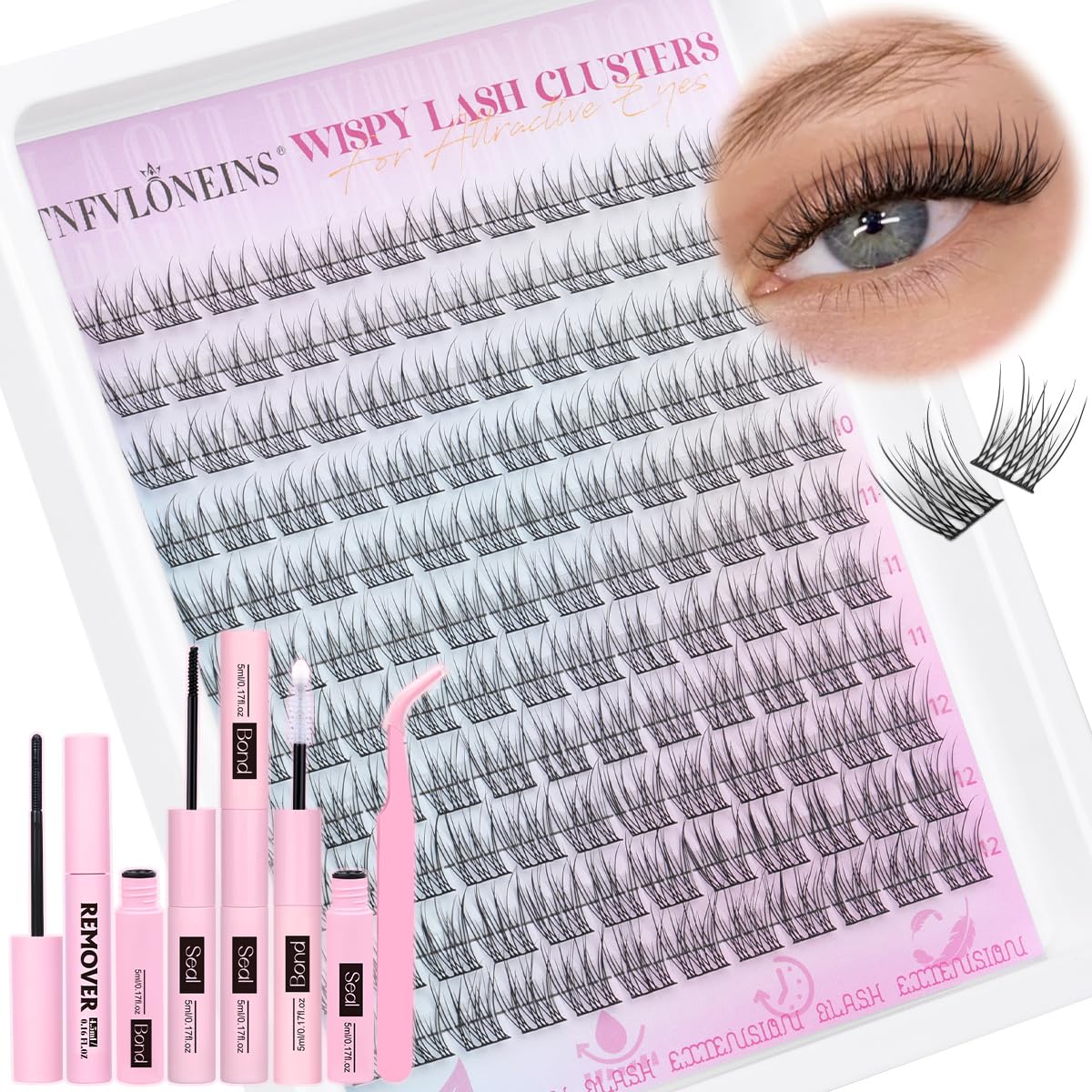 Trilumity Lash Clusters Kit Lash Wispy Faux Mink Fiber - Black False Lashes