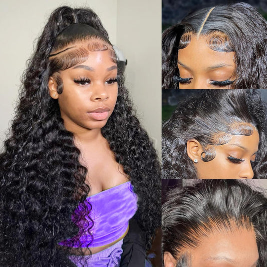 Trilumity 13X6 200 Density Deep Wave Human Hair - Natural Color Hair Replacement Wig