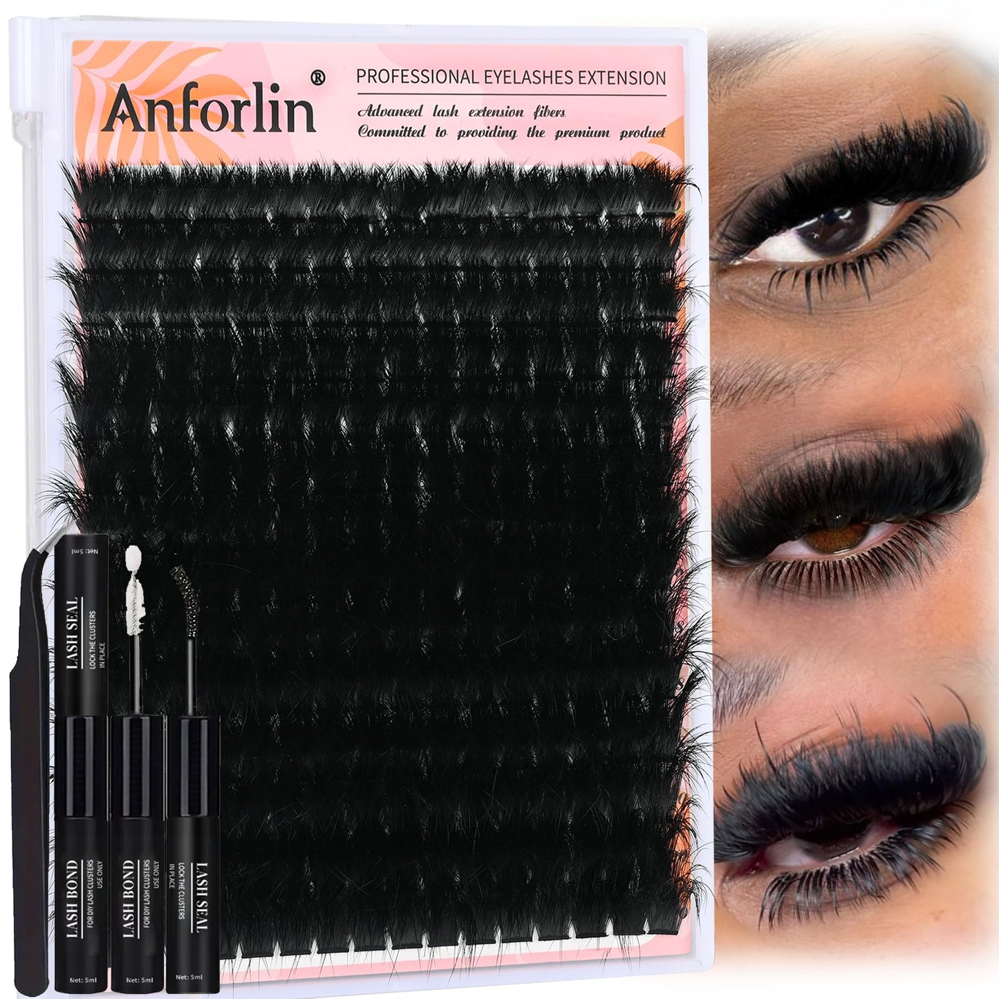 Trilumity Lash Clusters Kit 10 Cluster Faux Mink Fiber - Black False Lashes