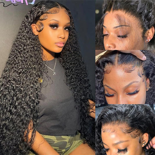 Trilumity 180 Density 13X4 Hd Deep Wave Human Hair - Natural Black Hair Replacement Wig