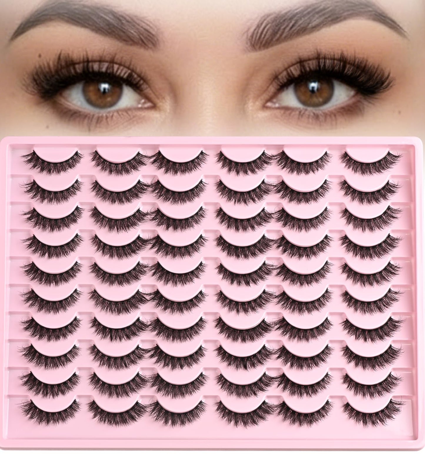 Trilumity Fake Lash Strips Cat Cat Eye Faux Mink Fiber - Black False Lashes