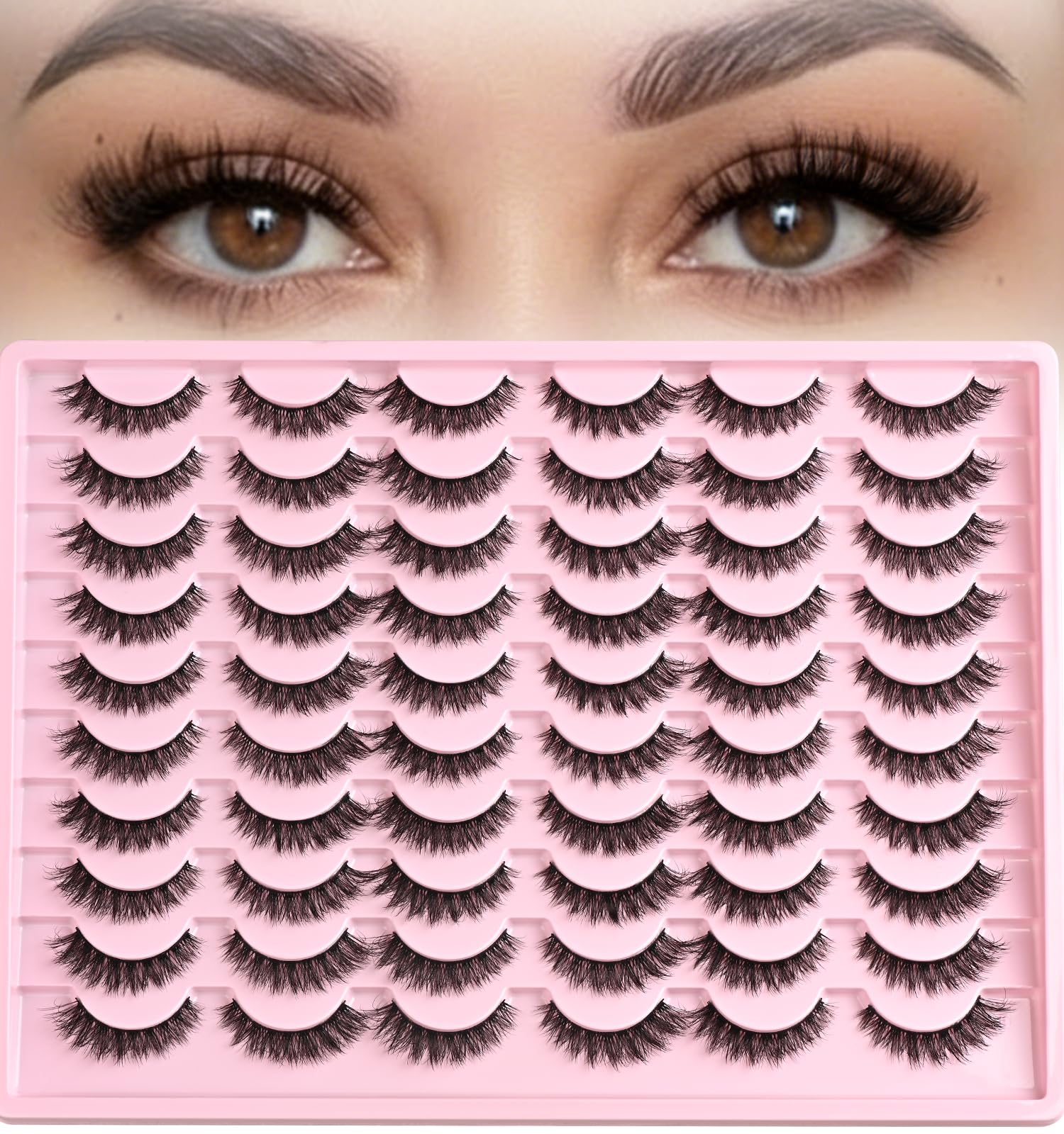 Trilumity Fake Lash Strips Cat Cat Eye Faux Mink Fiber - Black False Lashes