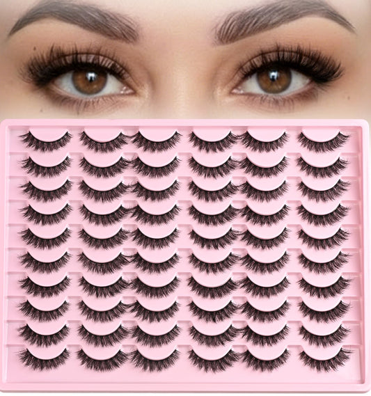 Trilumity Fake Lash Strips Cat Cat Eye Faux Mink Fiber - Black False Lashes