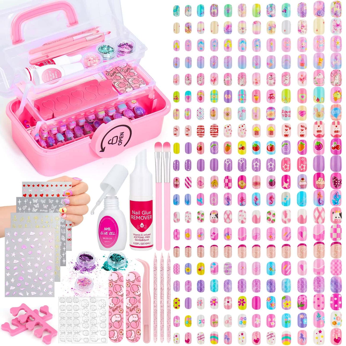 Trilumity Kids Nails And Glue Short Almond Soft Gel - Nude Pink Press On Nails