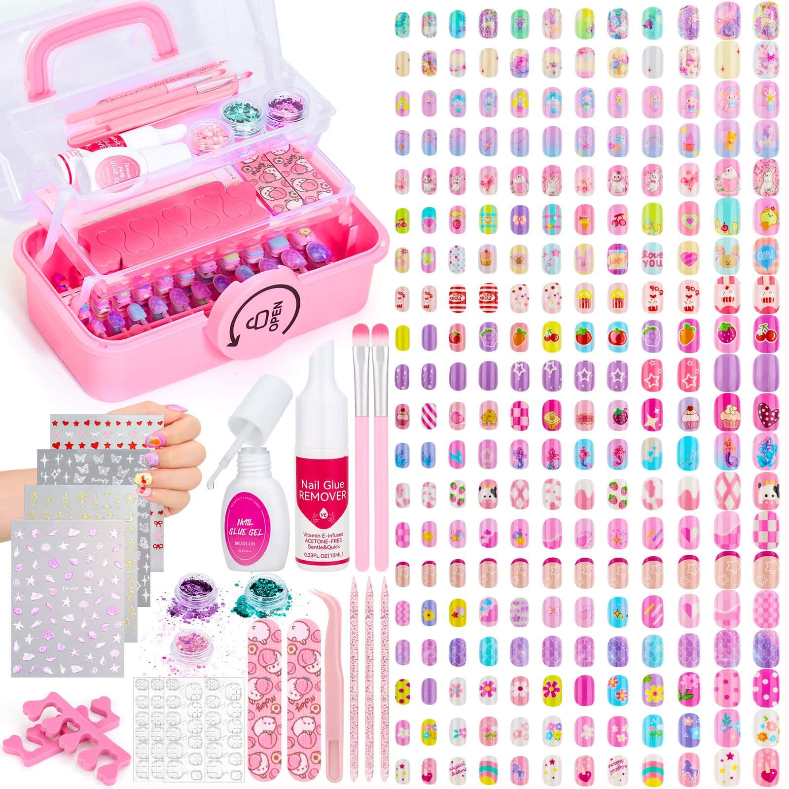 Trilumity Kids Nails And Glue Short Almond Soft Gel - Nude Pink Press On Nails