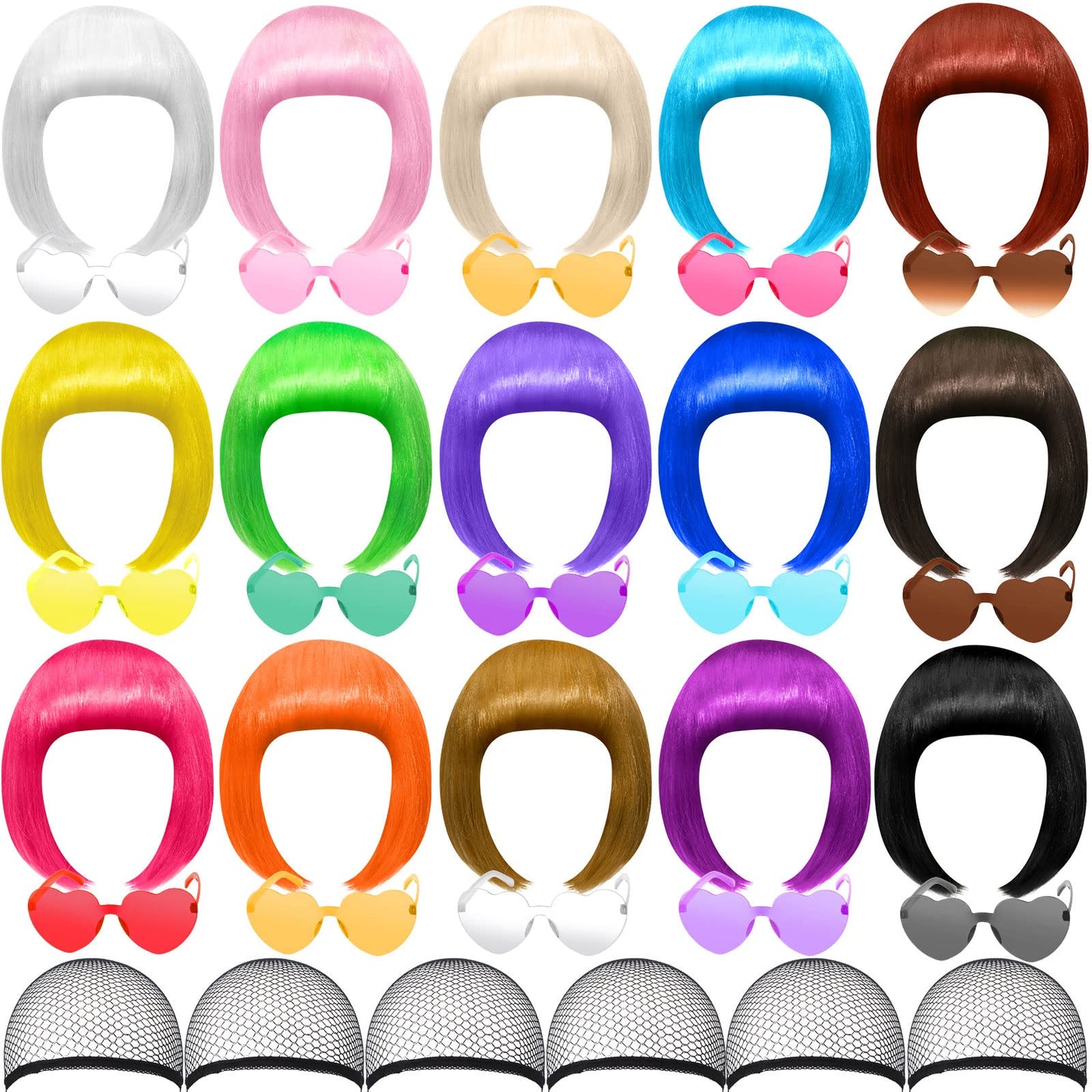 Trilumity 16 Sets Party Bob 100% Human Hair - Natural Black Hair Replacement Wig