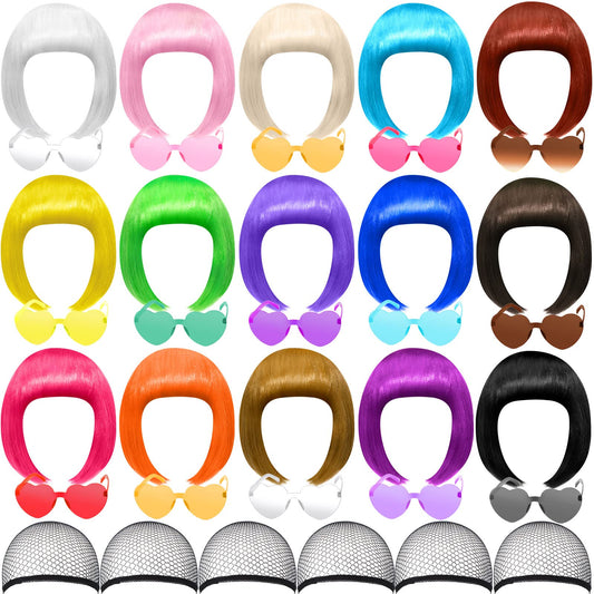 Trilumity 16 Sets Party Bob 100% Human Hair - Natural Black Hair Replacement Wig