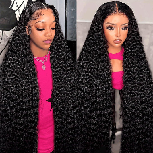 Trilumity 13X6 Hd Transparent For Deep Wave Human Hair - Natural Black Hair Replacement Wig