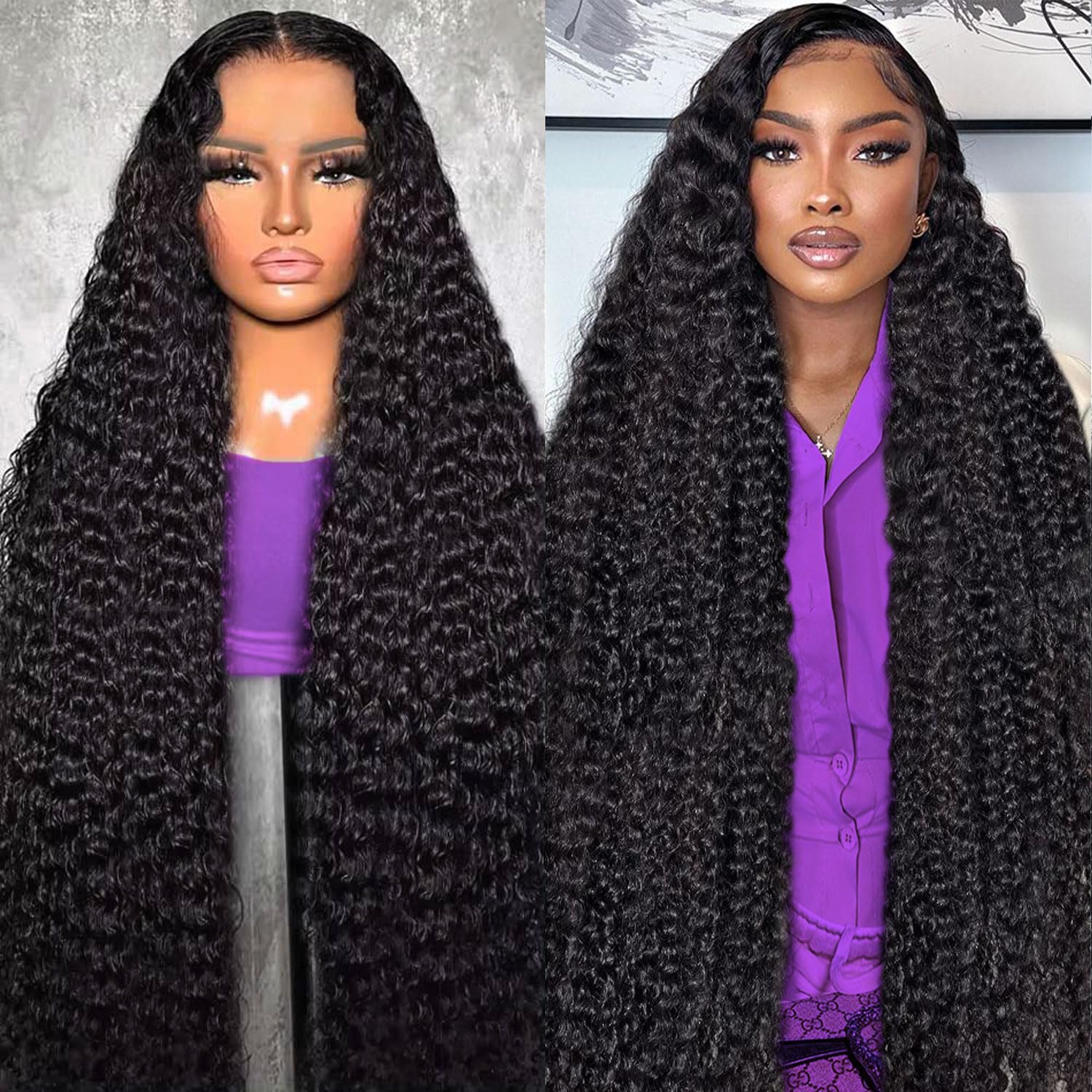Trilumity 13X6 For Women Deep Wave Human Hair - Natural Color Hair Replacement Wig
